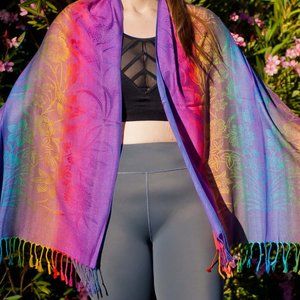 (SOLD) Rainbow/Purple Garden Lightweight Pashmina